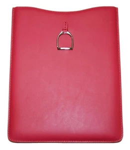 $395 Polo Ralph Lauren Leather Document Tablet Sleeve Folder Case Pink Italian - Picture 1 of 3