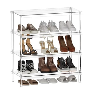 4-Tier Acrylic Shoe Rack - Shoe Rack Organizer - Modern Shoe Storage Shelf, H... - Picture 1 of 8