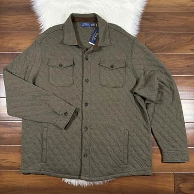 Polo Ralph Lauren Men's Size XL Green Double Knit Quilted Jersey Shirt Jacket - Image 1 of 4