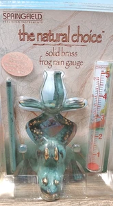 Vintage Solid Brass Frog Rain Guage by Springfield - Unopened - Picture 1 of 9