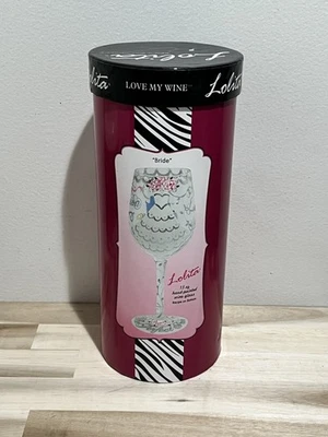 Copa de vino pintada a mano Lolita - Bride 15 oz Foto 1 de 4