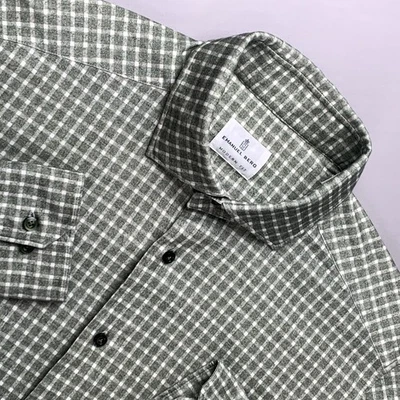 EMANUEL BERG Shirt Mens Long Sleeve Button Up 4Flex Stretch Green Plaid 16" M/L - Image 1 of 4