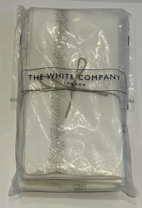 THE WHITE COMPANY London Servietten Silber Feder bestickt weiß Leinen Baumwolle - Bild 1 von 3