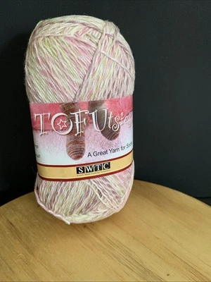 Tofutsies SWTC Fine Sock Yarn Wool Blend Color 785 Pink Lime Green - Image 1 of 4