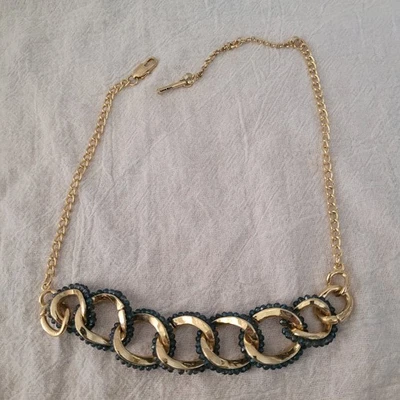 Подписанное ожерелье Kenneth Cole цепочка звено с голубыми камнями коренастое - Изображение 1 из 4