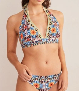 Boden Merano Bikini Swimsuit Halter Deep V Top Bottom Swim Women US 8 NEW 713 - Picture 1 of 4