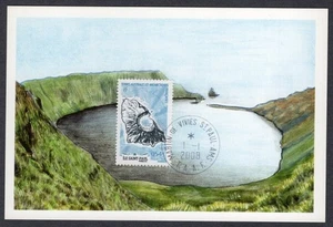 AERIAL VIEW OF ST. PAUL ISLAND 2008 FRENCH ANTARCTICA FSAT MAXIMUM CARD FDC - Picture 1 of 1