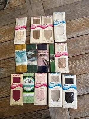Vintage Lot Hem Facing, Seam Tape, Binding, Talon, Wrights, J. P . Coats 14 Pc. - Image 1 of 4