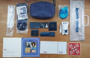BRITISH AIRWAYS VINTAGE FIRST CLASS WASHBAG LOT & BRANDED ITEMS - MENU, EYE-MASK - Picture 1 of 10