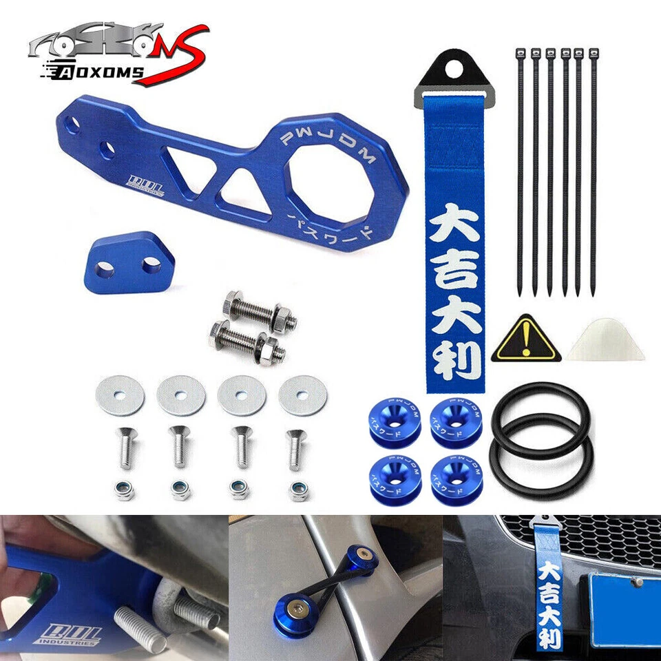 Blue Universal JDM Aluminum Racing Rear Tow Hook Trailer Ring for Honda Civic - Изображение 1 из 4