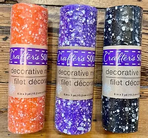 Rete decorativa di Halloween con schizzi 6 pollici x 3 yd ~ arancione, viola, nero - Foto 1 di 4