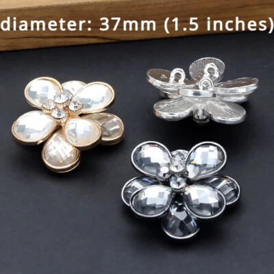 1X DIY Glitter Rhinestone Diamond Buttons Flower Shape Craft for Costume Buttons - Image 1 of 4