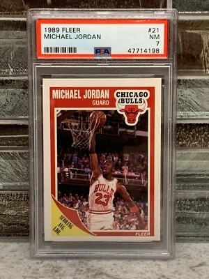 Fleer #21 1989 Michael Jordan Chicago Bulls PSA 7 casi nuevo último baile  Foto 1 de 2