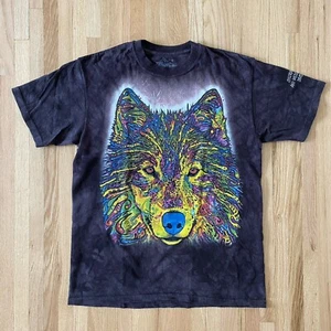 The Mountain TShirt Herren Medium Wolf Grafik Colorado Batik Psychedelisch Retro - Bild 1 von 6