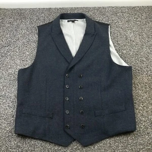 John Varvatos USA Vest Waistcoat Wool Double Breasted Striped Gray Blue Mens 46 - Picture 1 of 10