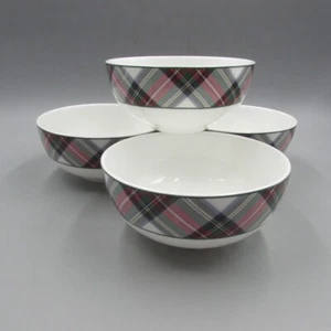 Mikasa Bone China Tartan Plaid White Fruit / Dessert Bowls - Set of Four - New - Picture 1 of 4