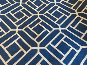 Stroheim Modern Geometric Linen Print Upholstery Fabric- Josepha / Navy 5358804 - Picture 1 of 4