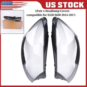 For 2014-17 Mercedes-Benz W222 S350 S550 S600 Pair Headlight Lens Headlamp Cover - Picture 1 of 19