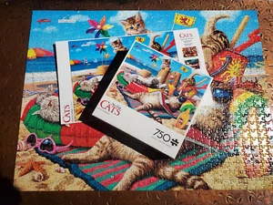 Buffalo CATS Beachcombers #97070 Puzzle Complete 750 pc 24x18 - Picture 1 of 6
