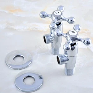 2pcs Polished Chrome Fitting Bathroom Faucet Angle Stop Valve 1/2" Male - Picture 1 of 5