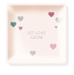 NWT Let Love Grow Blush 4.5" Square Glass Tray - Picture 1 of 2