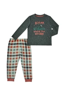 Member's Mark Girl's 2 Piece Cozy Easy Pull On Fleece Pajama 2T Gray And Blush  - Picture 1 of 4