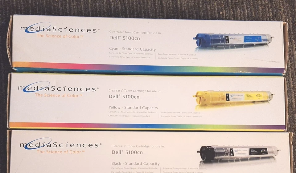 Media Science Negro-Cian-Amarillo Lote de 3 Dell 5100cn Capacidad Estándar Foto 1 de 4
