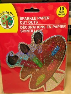 10 Count Rainbow Sparkle Paint Brush & Palette Classroom Accent Teacher Resource - Picture 1 of 2