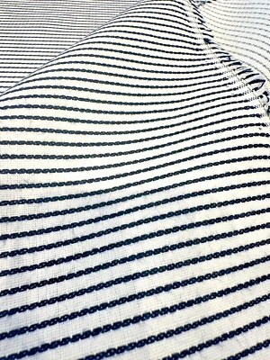Tela para tapicería exterior a rayas azul marino blanco para sombrilla por yarda Foto 1 de 4