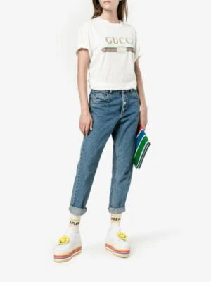 $697 Joshua Sanders HAPPY SMILEY 彩虹毛皮骄傲皮革厚底鞋 37/7  — 第 1/4 张图片