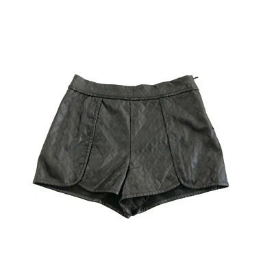 Mustard Seed Women’s Size S Y2k Black Faux Leather High Rise Shorts Side Zip - Image 1 of 4