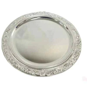 16'' Large 40cm Chrome Plated Round Serving Tray Platter Cake Drinks Paandan New - Picture 1 of 7