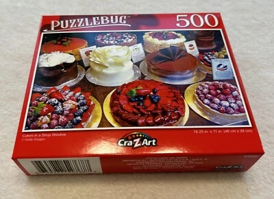 Puzzlebug 500 Piece Crazart Colorful Cakes Pies Pastry Shop Window 18.25x11”. - Image 1 of 4