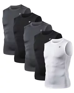 5 Pack Men's Athletic Compression Shirts Sleeveless Workout Tank Top Sports B... - Picture 1 of 7