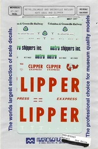 Microscale Decals - # 87-347 - Vintage - Metro, Columbus & Greenville, Clipper - Picture 1 of 4