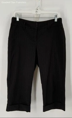 Studio 1940 Black Striped Flat Front Pockets Regular Fit Capri Womens Pants 6 - Image 1 of 4