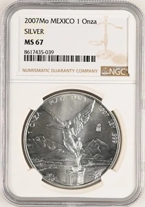 MEXICO 1 Onza 2007 Silver Libertad NGC MS67 8617435-039 KEY DATE - Picture 1 of 2