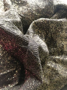 Black Stretchy Metallic Gold Sparkle Glitter Fabric Remnant. 125 x 100cm. - Picture 1 of 1