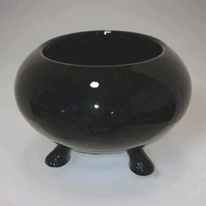 Vintage Wikinger Glas Flowerlite Schale schwarz Baumrindenbeine kein Blumenfrosch unbeschriftet - Bild 1 von 17