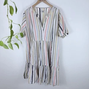 Adrift Size 3XL 20 Dress Colored Striped White Cotton Tiered - Bild 1 von 6