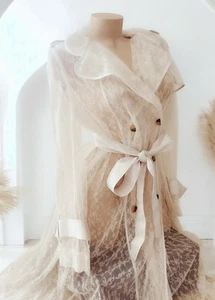 Trench cappotto pizzo lusso Victoria’s Secret lingerie pigiama panna S - Foto 1 di 8