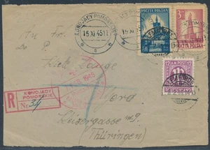 Polen + AM-Post Rotes Kreuz Einschreiben MiF Beleg 1945/1946 (1398) - Picture 1 of 2