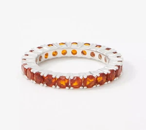 QVC Sterling Silver Madeira Citrine Gemstone Eternity Band Ring Size 6 - Picture 1 of 4