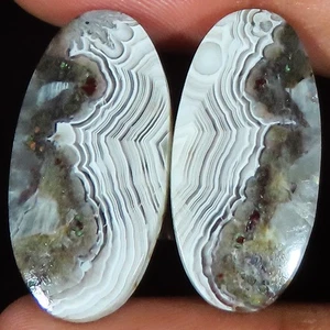 28,65 kt natürlicher verrückter Spitzenachat Paar ovaler Cabochon Edelstein 13 x 27 x 3 mm KL152 - Bild 1 von 6
