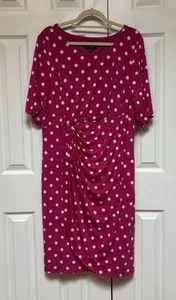 NWT Connected Apparel Women’s Sheath Dress Pink With White Dots Size 20W - Picture 1 of 8