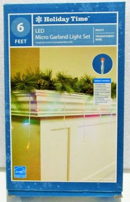 Holiday Time 6 feet LED micro garland light set multicolor w/transparent wire - Image 1 of 2