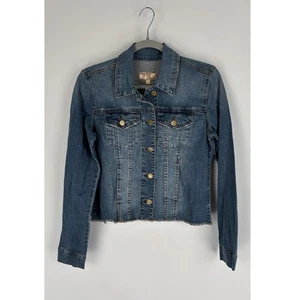 Kut From The Kloth Womens Isabel Fray Hem Denim Jacket Size Small New Befriended - Picture 1 of 7