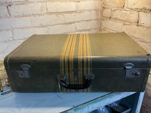 Vintage Mendel Travel  Trunk Suitcase Luggage Train Case Suitcase Stripe 21x13x6 - Picture 1 of 23