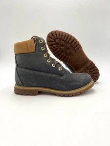 Timberland 6’’ inch Boots Uk7 Womens Navy Tan Nubuck Leather Ankle Shoes - Picture 1 of 12