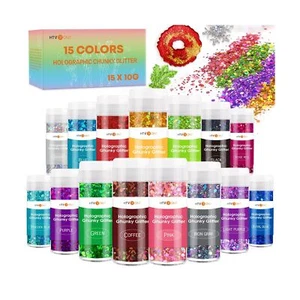 Brillo grueso holográfico HTVRONT para manualidades - 15 colores brillo holográfico... - Imagen 1 de 7